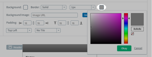 Change the border color using the icon to the right of the thickness drop-down