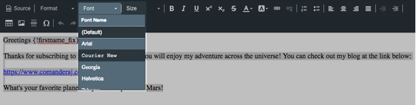 Select a Standard or Web Font