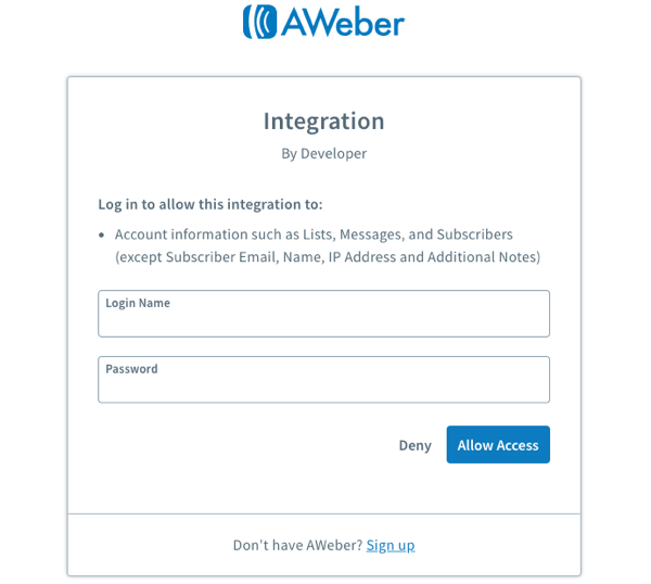 Login Name and Password