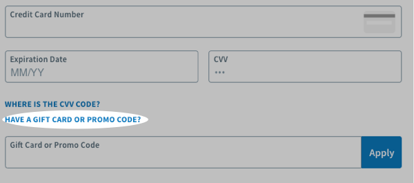 Have Gift Card Or Promo Code?
