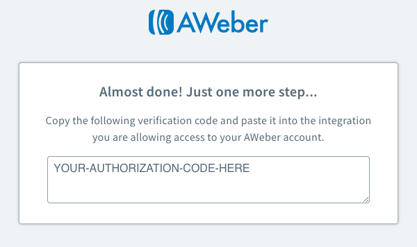 Copy your authorization code