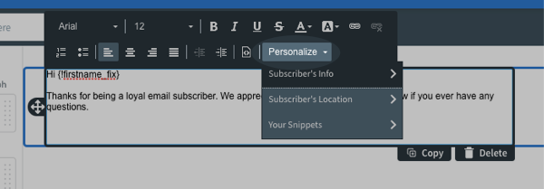 Click the Personalize button in the toolbar