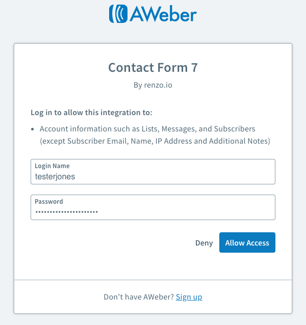 Enter login credential