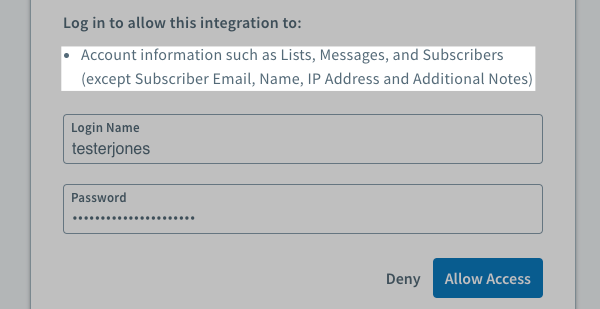 Allow access to lists and messages, but not subscriber data