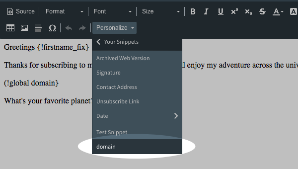 Click Your Snippets and then select your snippet name