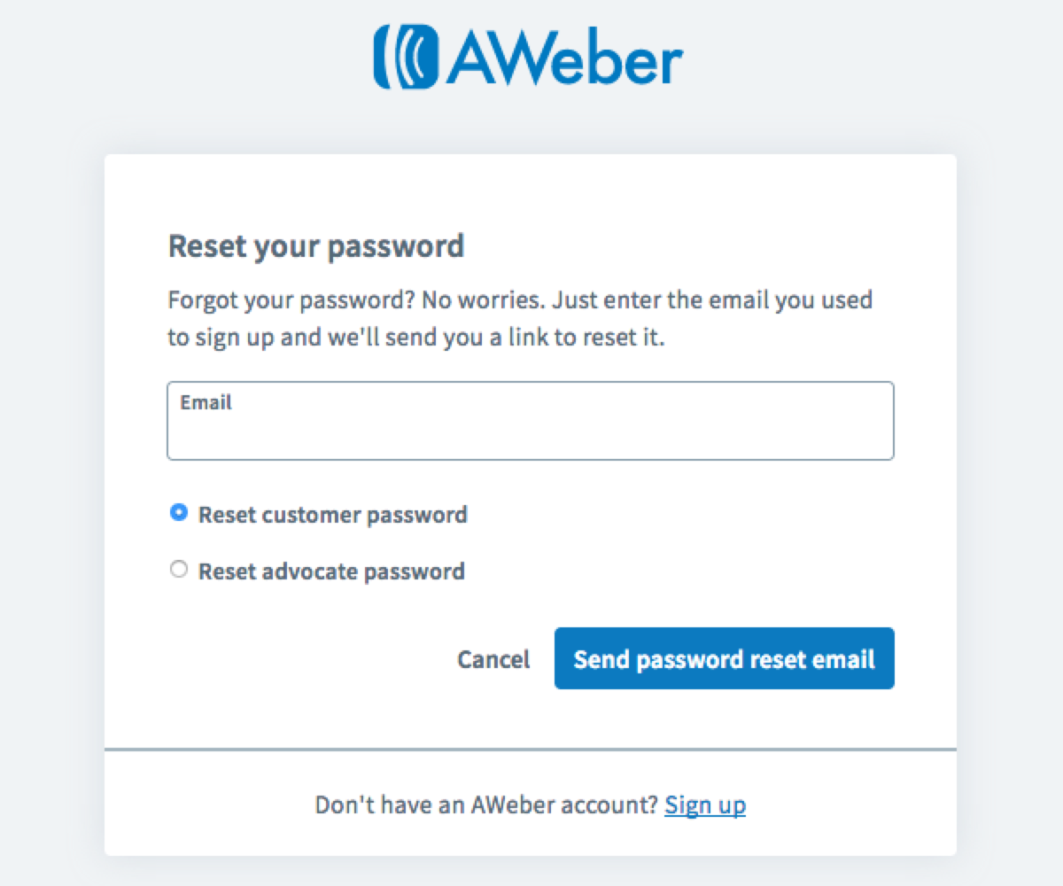 How Do I Reset My Password Aweber Knowledge Base