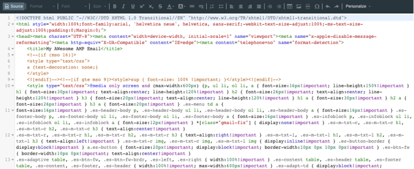 HTML code of the message