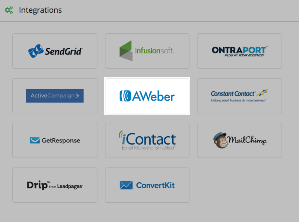 Select AWeber integration