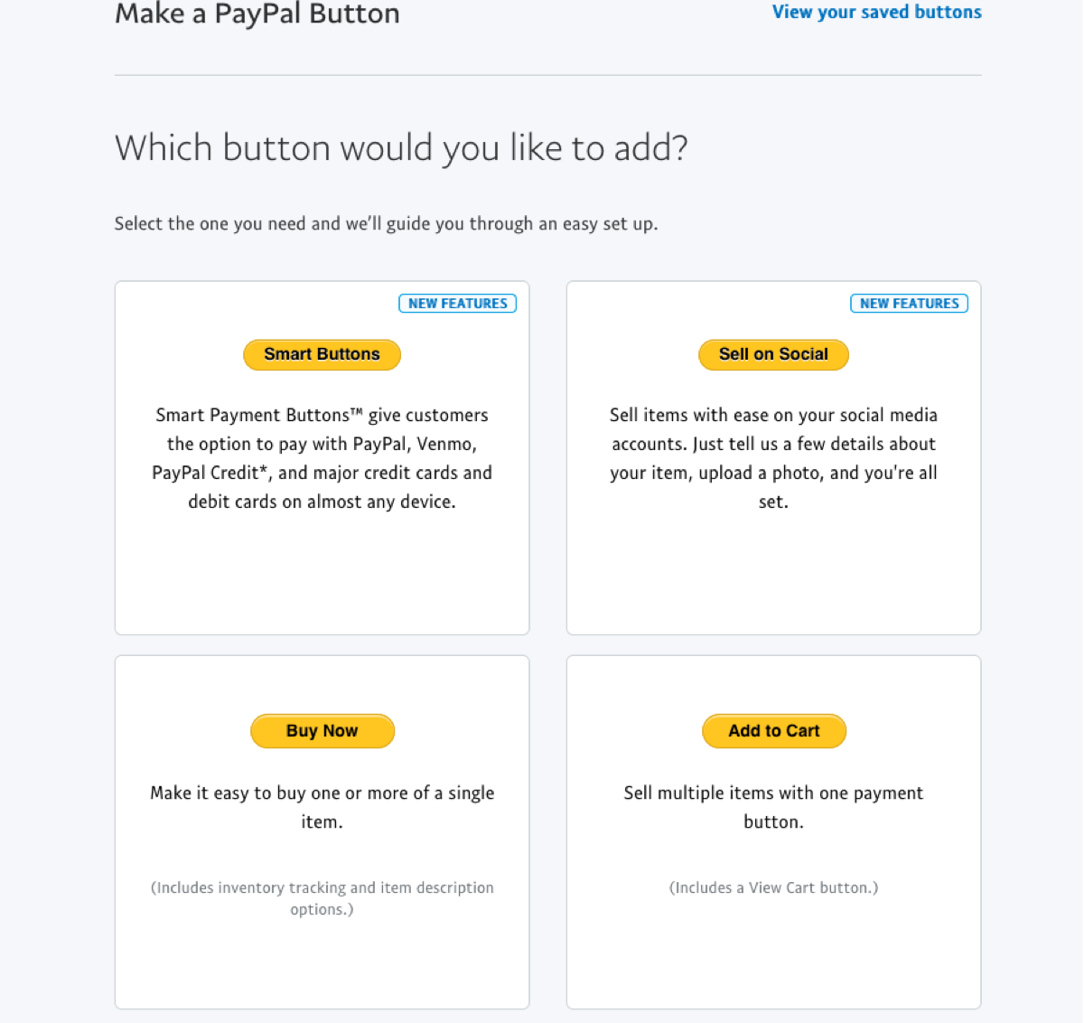 Access the Buttons section of your PayPal account