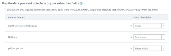 Map subscriber fields