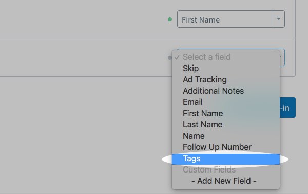 Select Tags from the drop-down