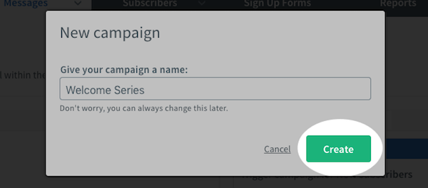 Name new Campaign and click Create