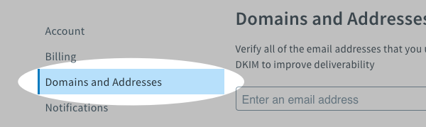Domains and Addresses tab
