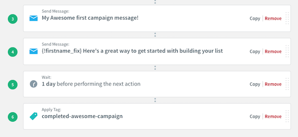 Dropped Wait Action within campaign canvas