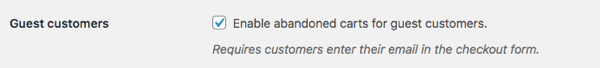 Guest customers checkbox