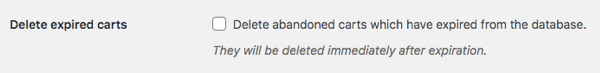 Delete expired carts checkbox