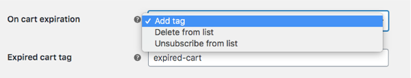 On cart expiration tag drop-down