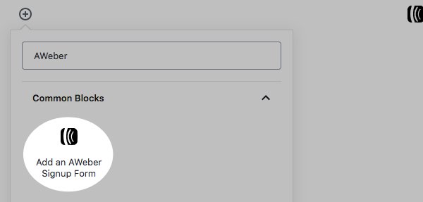 Click Add an AWeber Signup Form