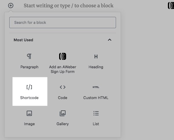Select Shortcode