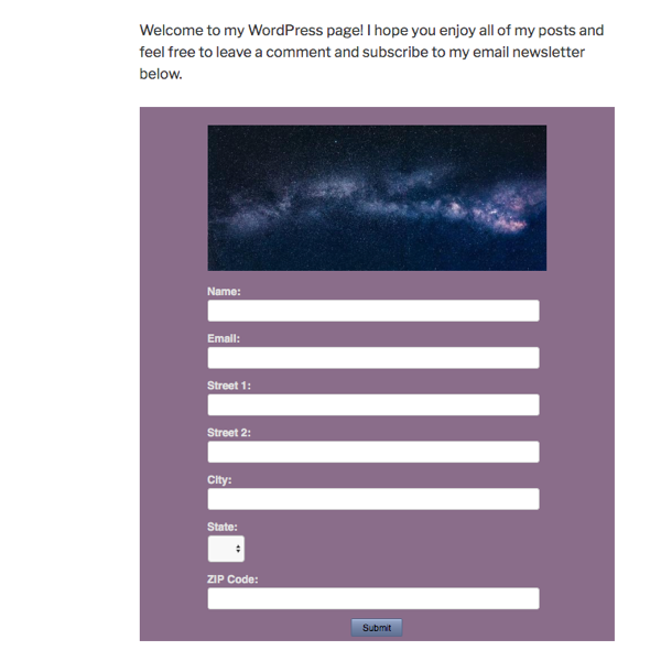 Your form will display