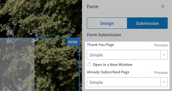 Landing Page Form Submissions settings
