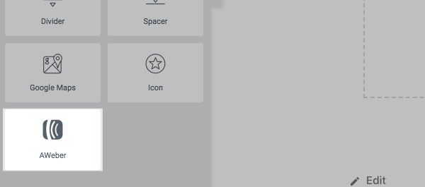 Drag AWeber widget into your page