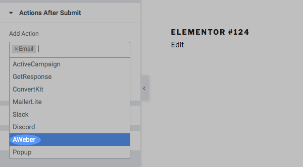 Select AWeber list from options