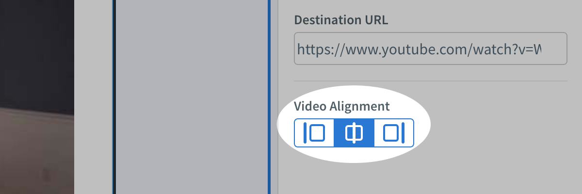 Change alignment of video