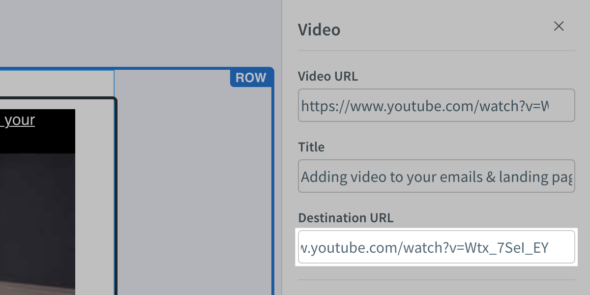 If needed, change destination URL of video