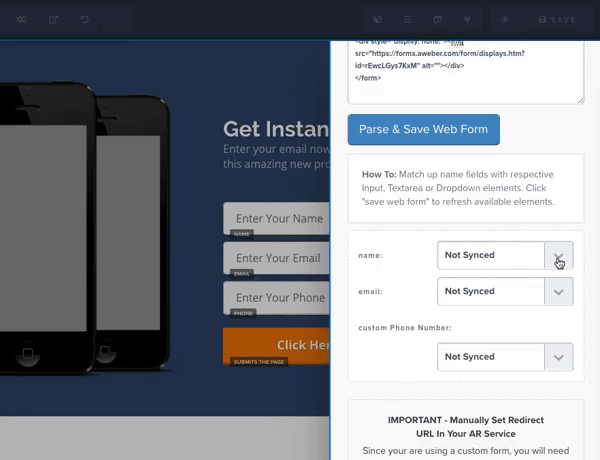 Mapping fields and saving landing page