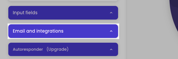 Email and integrations tab