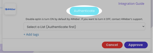Click Authenticate