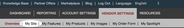 Click Vendor Settings and then click My Site