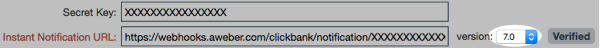 Paste the instant notification URL and click Save Changes