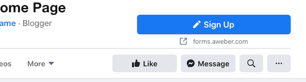 Sign Up button on Facebook page
