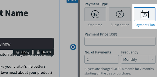 Select Payment plan