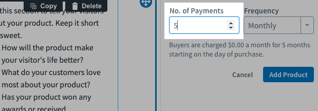 Number of payments