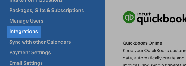 Select Integrations in the left hand sidebar