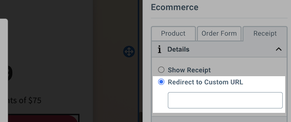 Select Redirect to Custom URL