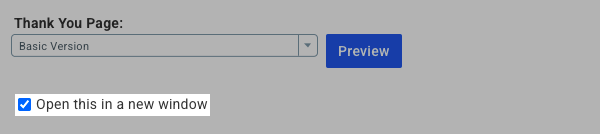 Open thank you page in new window