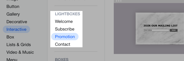Choose a Lightbox template