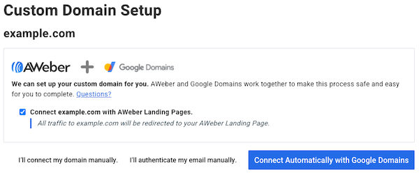 Automatically connect domain with Google Domains