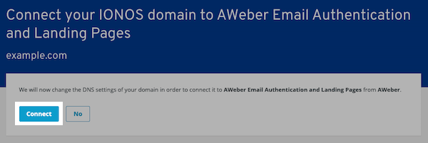 Click Connect to allow AWeber to add the DNS records