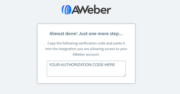 Copy your authorization code