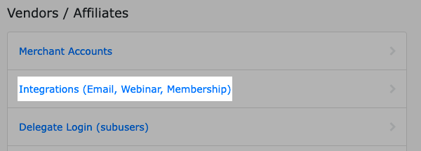 Click the integrations tab
