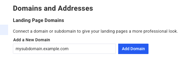 Add subdomain and domain