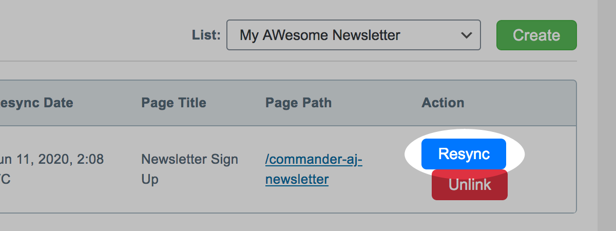 Re-sync the landing page