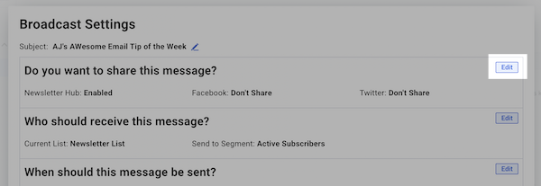Click Edit in Broadcast Settings
