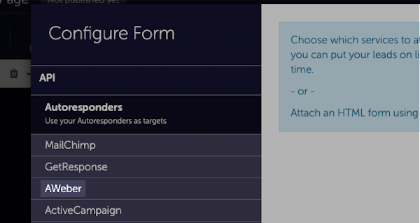 Select AWeber from Autoresponders