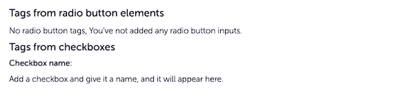 Tag checkboxes and buttons